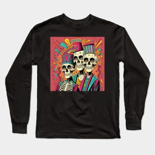 3 skeletons with fez Long Sleeve T-Shirt